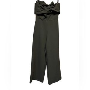 Do + Be, Strapless Jumpsuit, Large Bow Across Front, Side Zipper, Wide Leg, Sz S